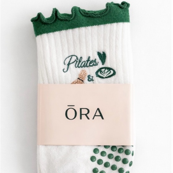 ŌRA Pilates Grip Socks | Pilates & Matcha | Non-Slip Studio Socks - Picture 3 of 6